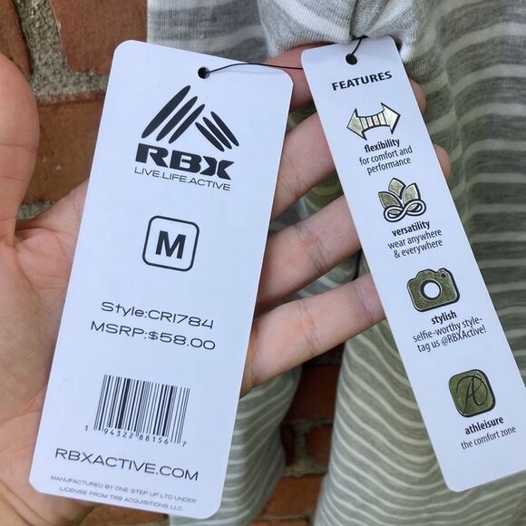 RBX Striped Gray Activewear Hooded Top - Picture 6 of 7